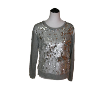 FALLS Creek Gray/Silver Sequin Front Long Sleeve Top Size Medium